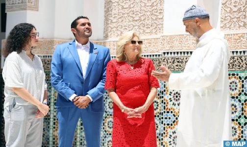 Marrakech La Premiere Dame des Etats Unis dAmerique visite la Medersa Ben Youssef 504x300 1 -